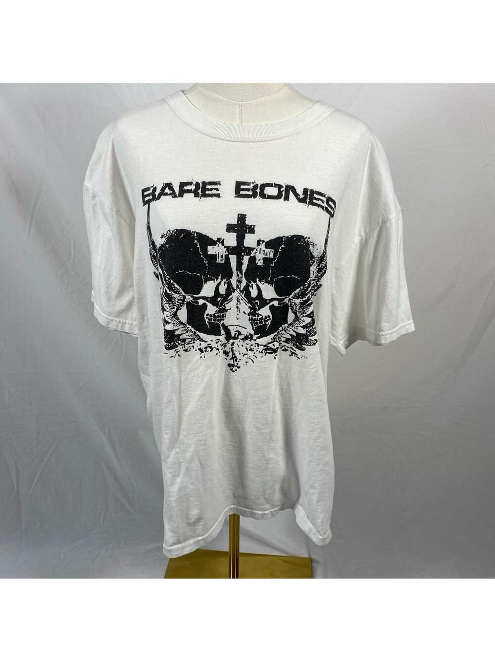 Bare bones white and black t shirt size large grunge alt emo